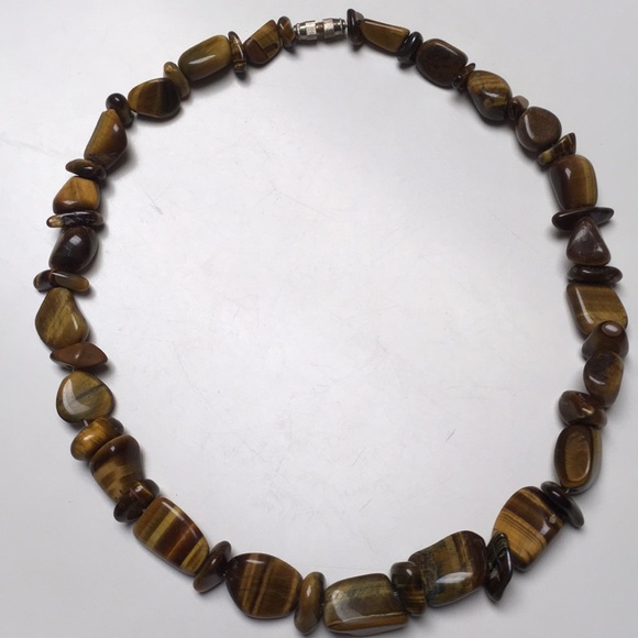 Tiger Eye Stone Beaded Necklace - Picture 5 of 6